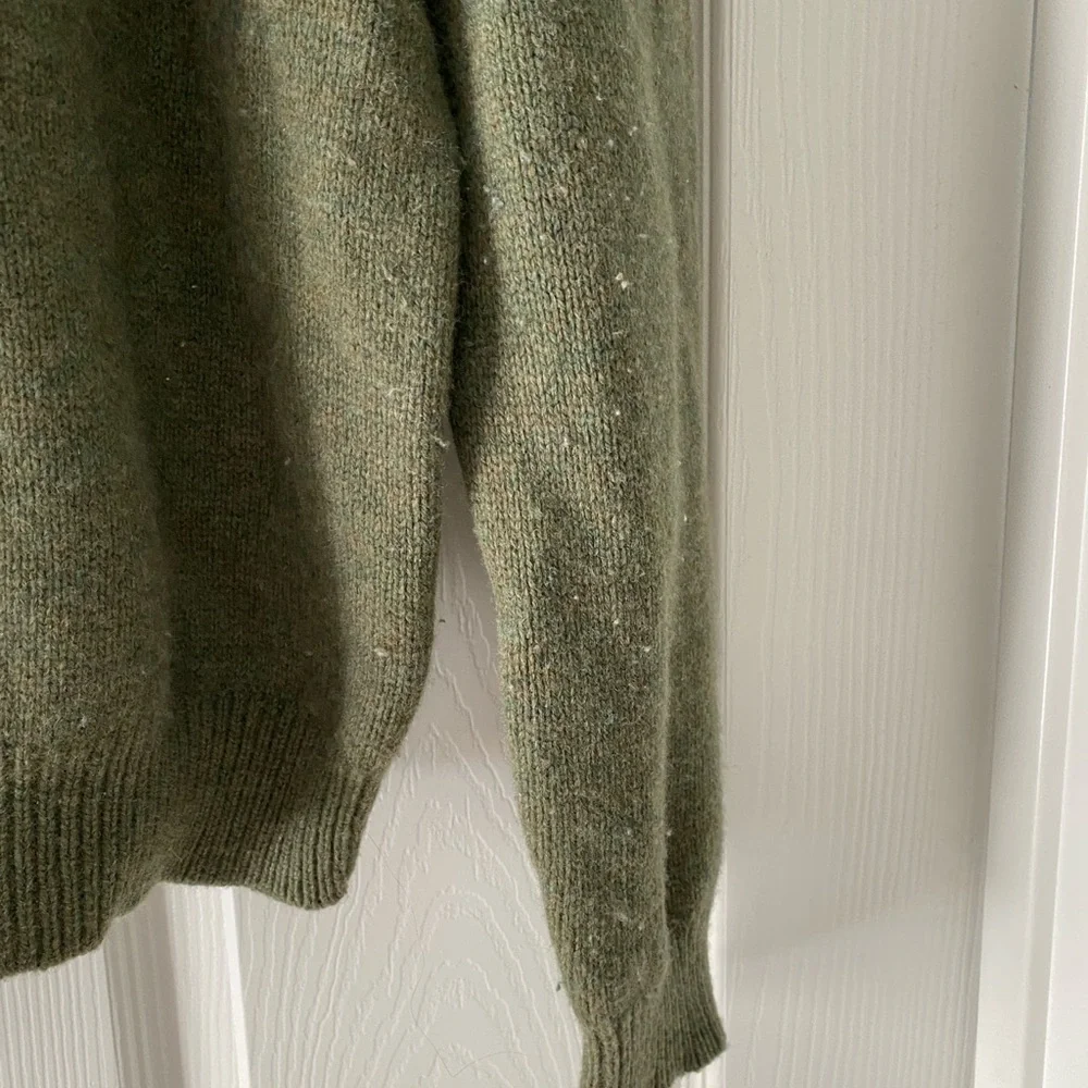 Vintage 90s Polo Ralph Lauren High Neck Men's Green Wool Half Zip-Up Sweater